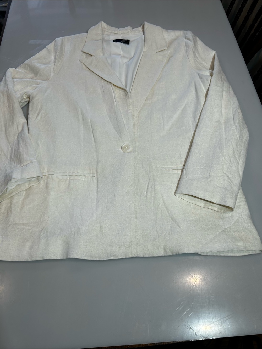 The Fifth Label Cream Linen Blend Blazer Single Button Size US 10